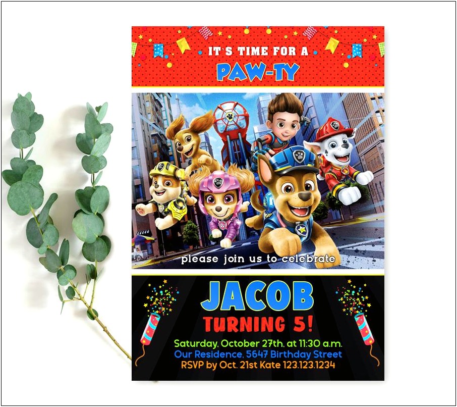 Paw Patrol Party Invitation Template Free