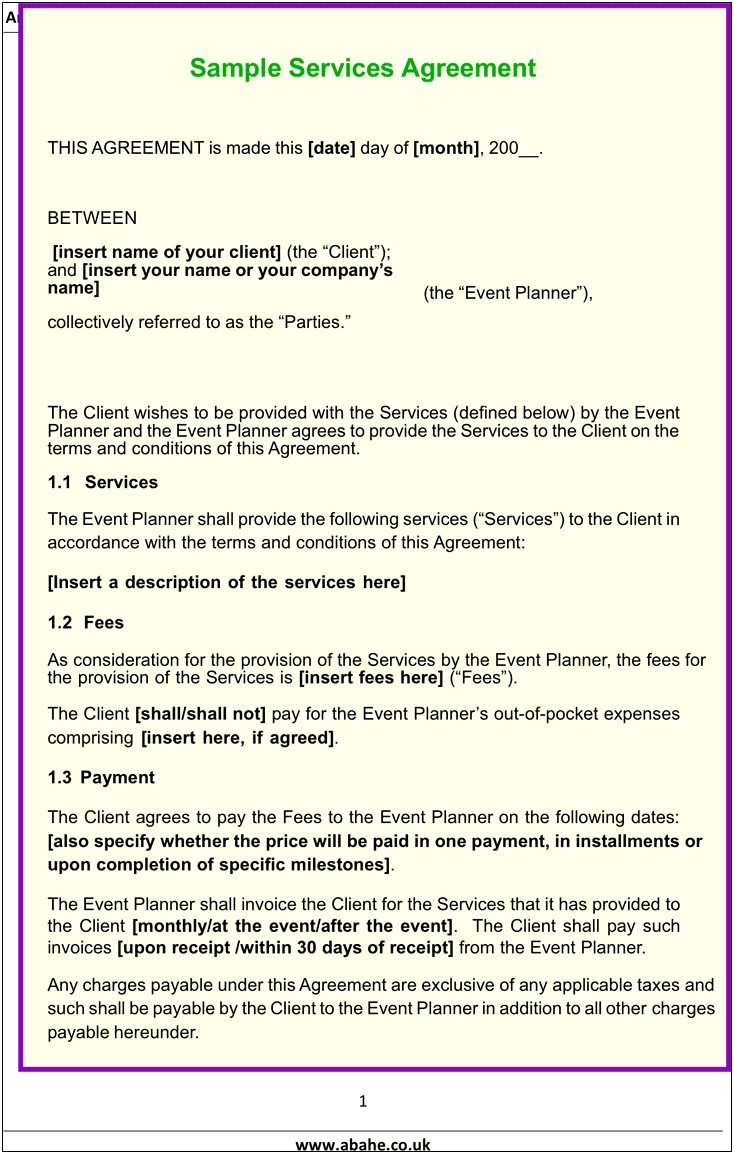 Payment Agreement For Service Template Pdf Free