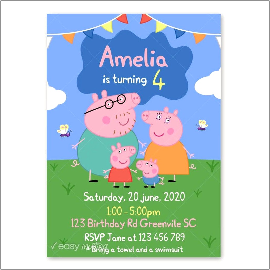 Peppa Pig Birthday Invitations Free Template