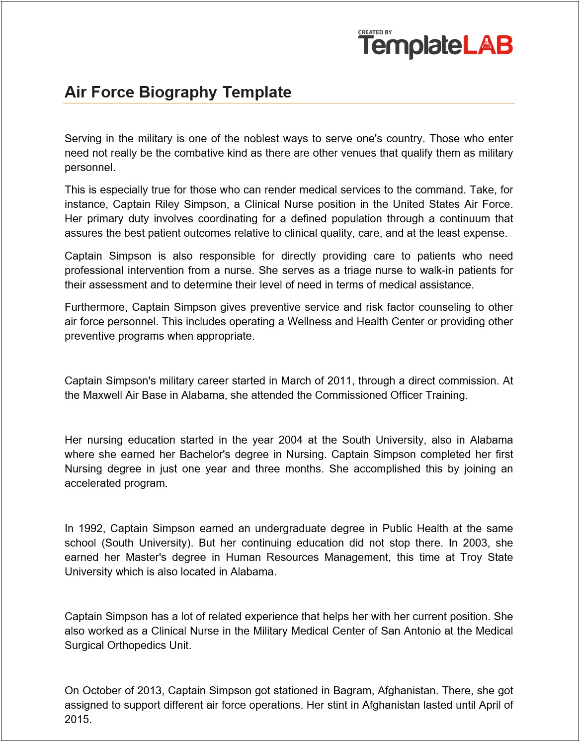 Personal Biography Template Free Download For Pledging Fraternity