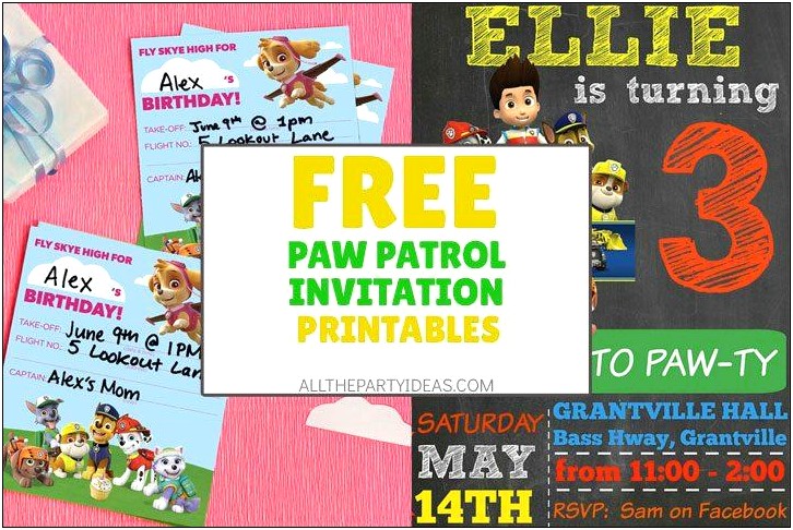 Personalized Paw Patrol Birthday Invitation Template Free