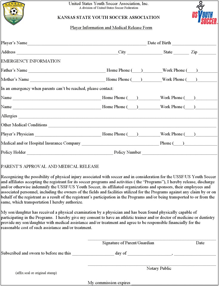Photo Release Form Template Free Youth Group