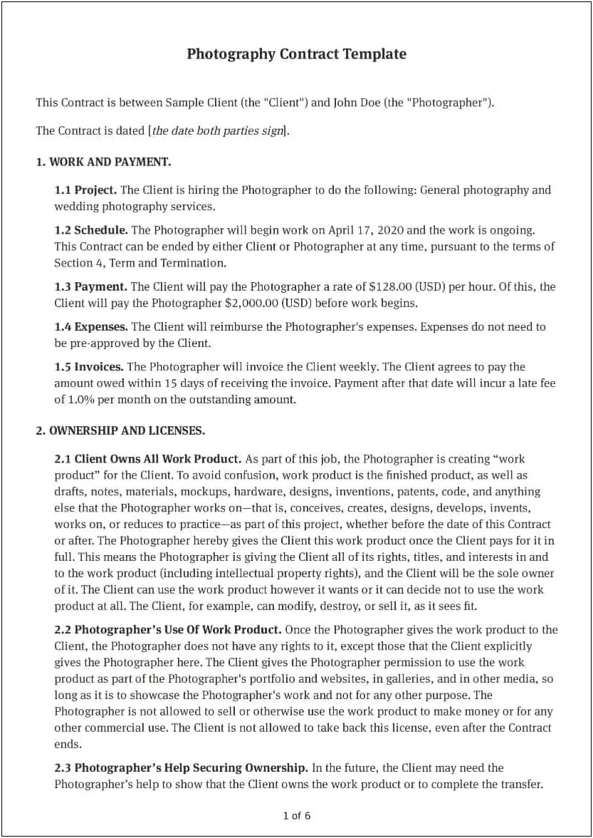 Photographer Terms And Conditions Free Template