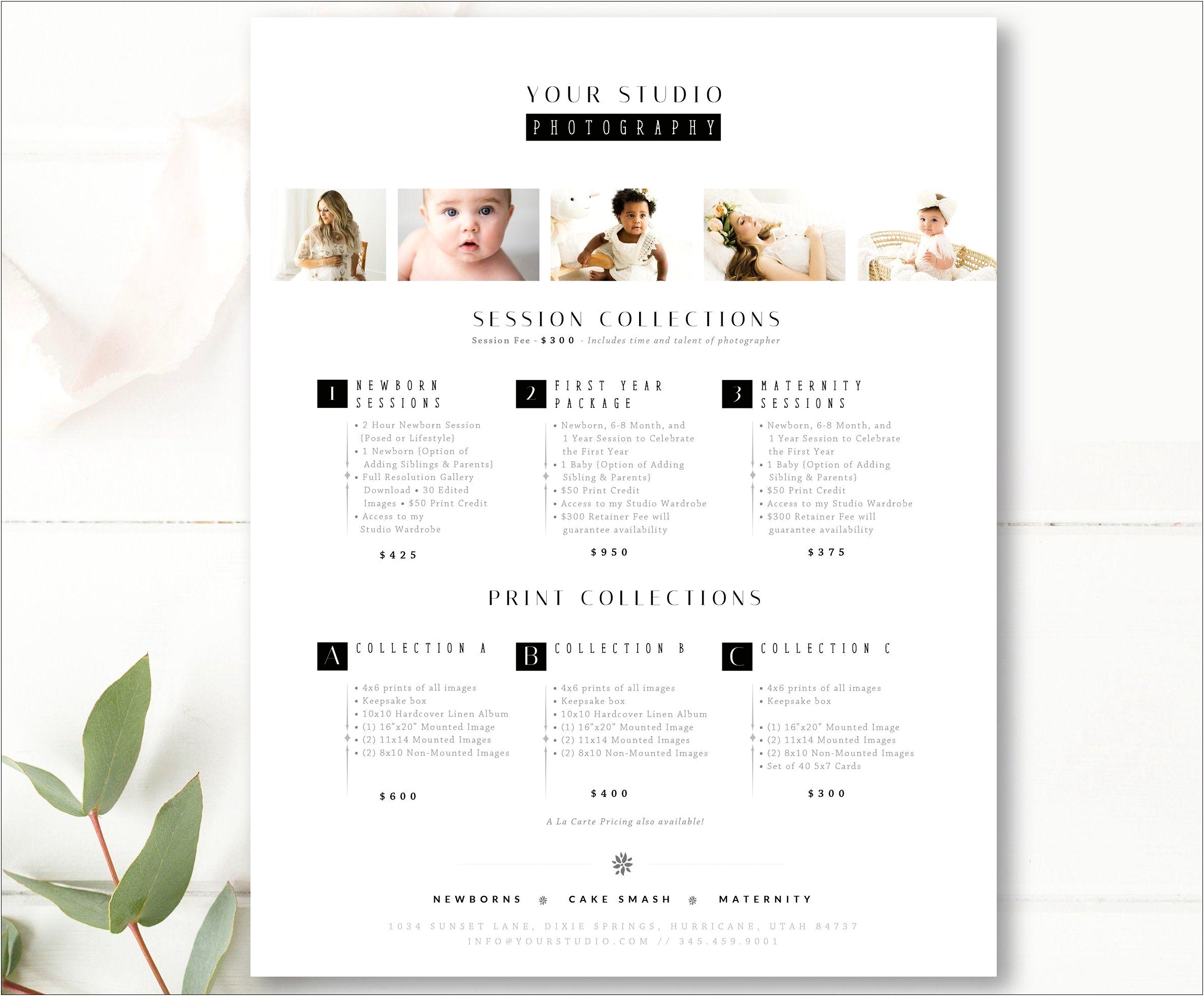 Photography Price List Design Template Free Download