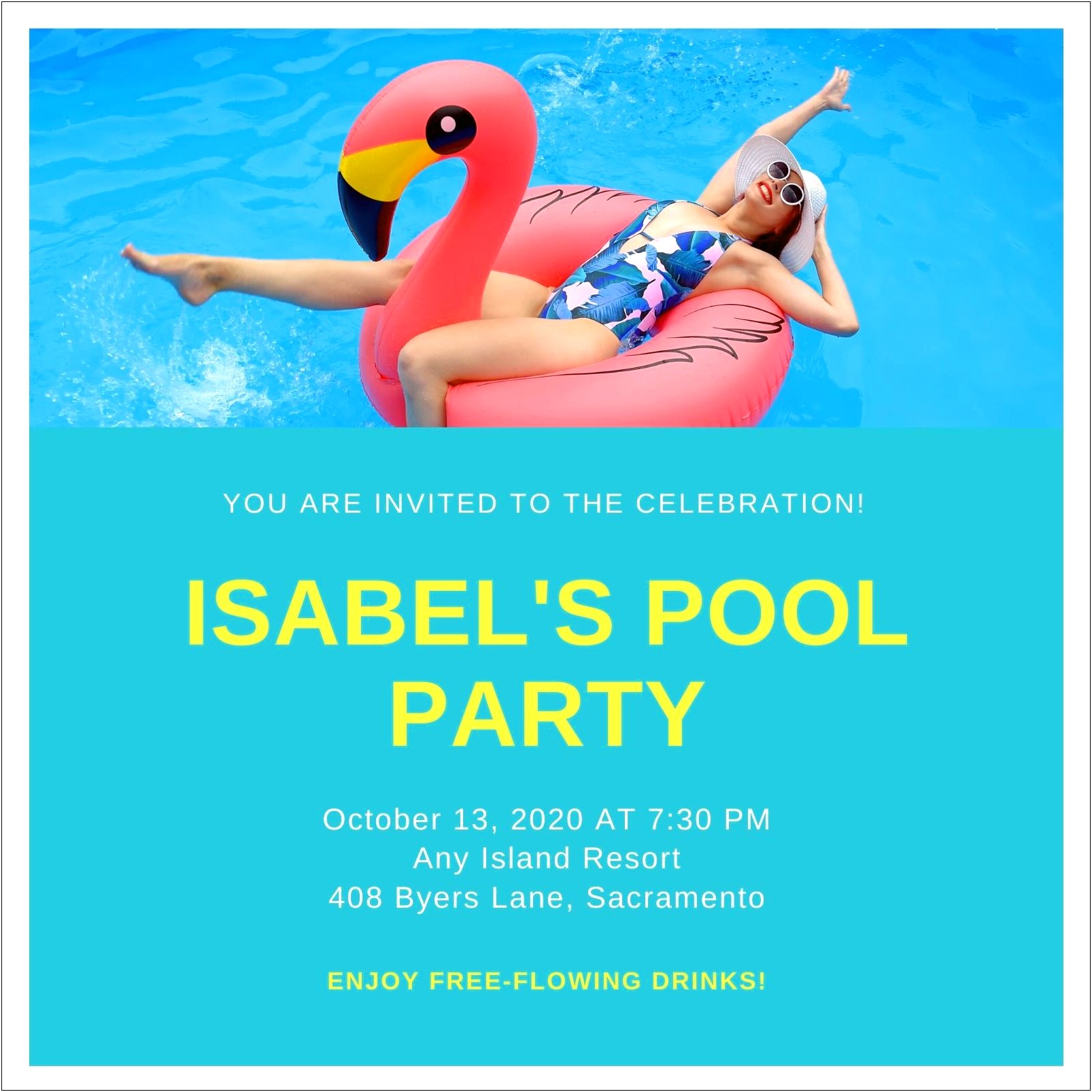 Pool Party Birthday Invitation Templates Free