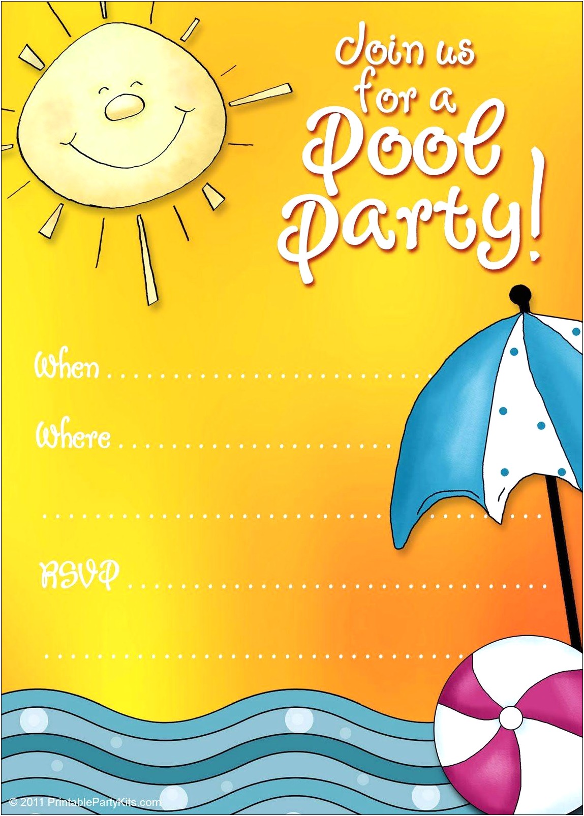 Pool Party Invitations Templates Free Printable