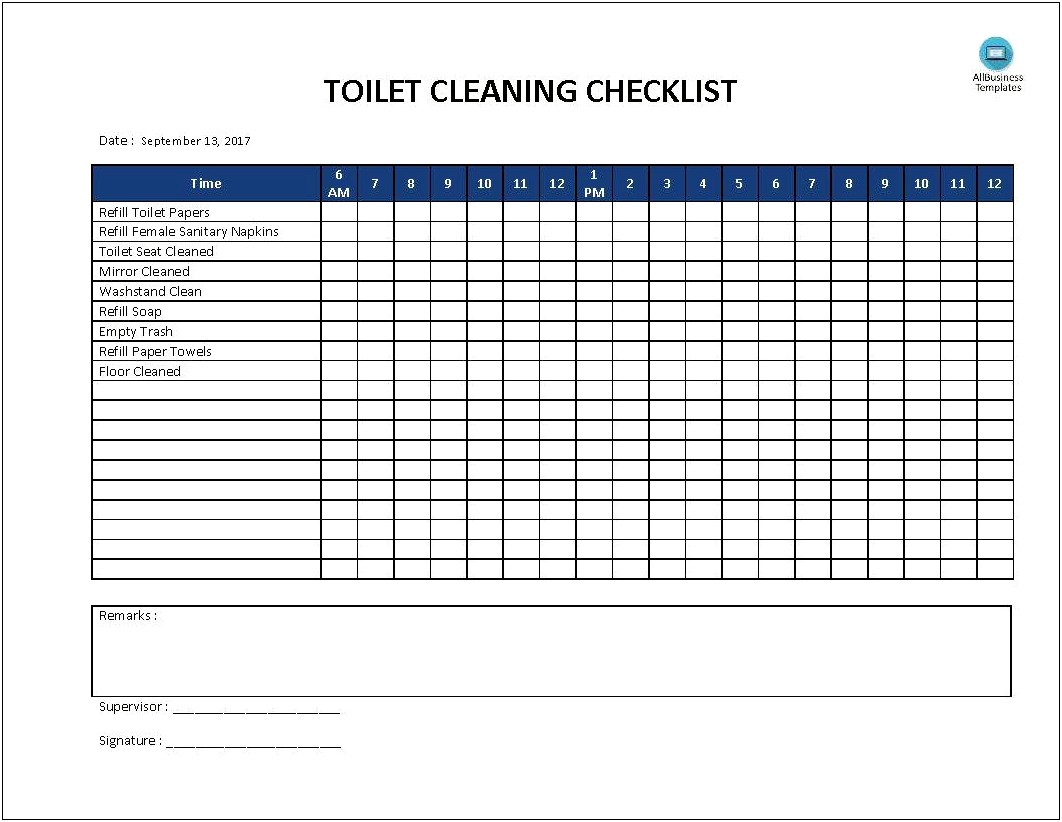 Porta Potty Cleaning Sign Off Checklist Template Free