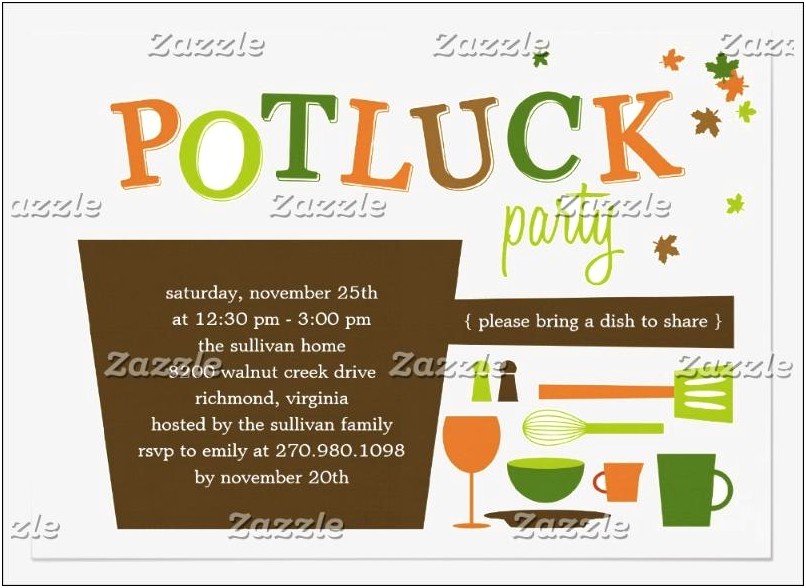 Potluck Lunch Invitation Template Free Printable