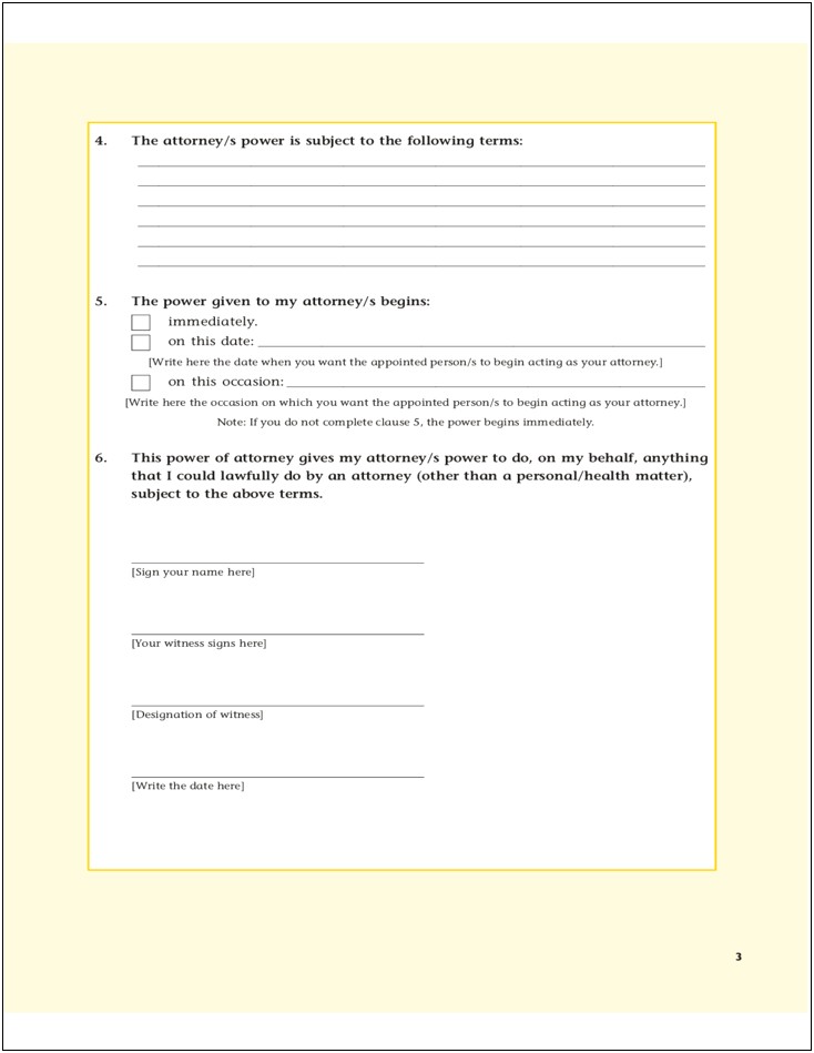 Power Of Attorney Template Free Download