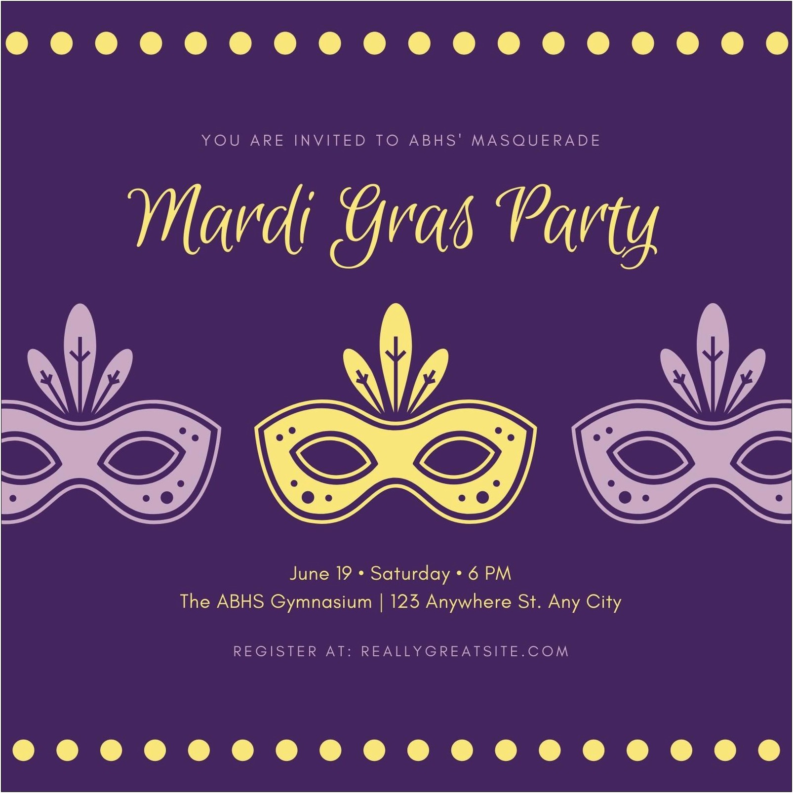 Powerpoint Party Invitation Mardi Gras Template Free