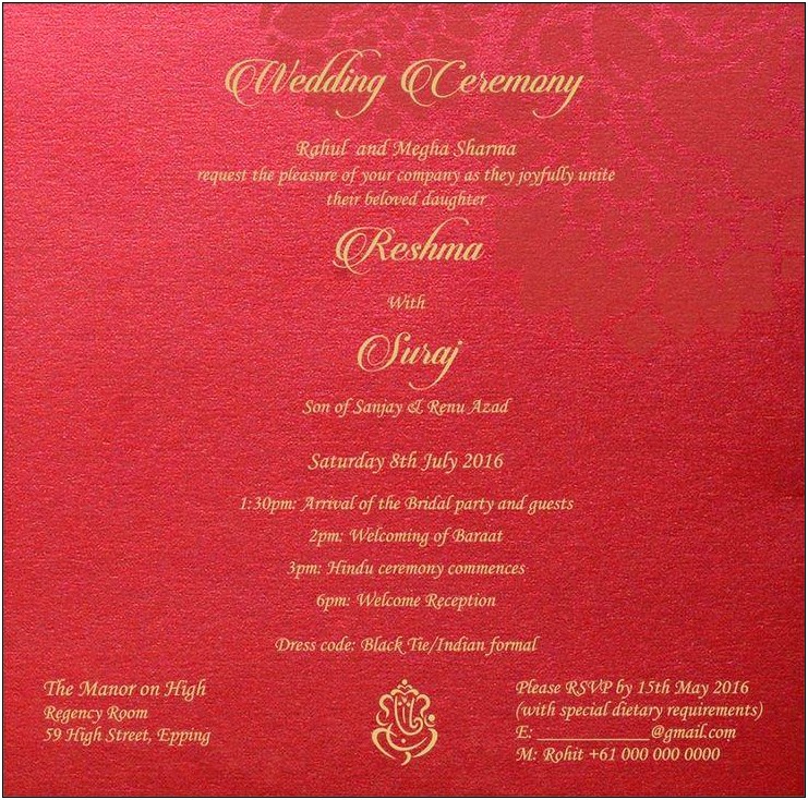 Pre Wedding Invitation Wording In Hindi