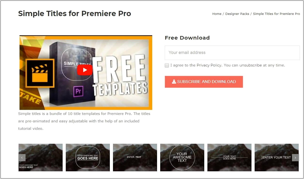 Premiere Pro Intro Template Free Download