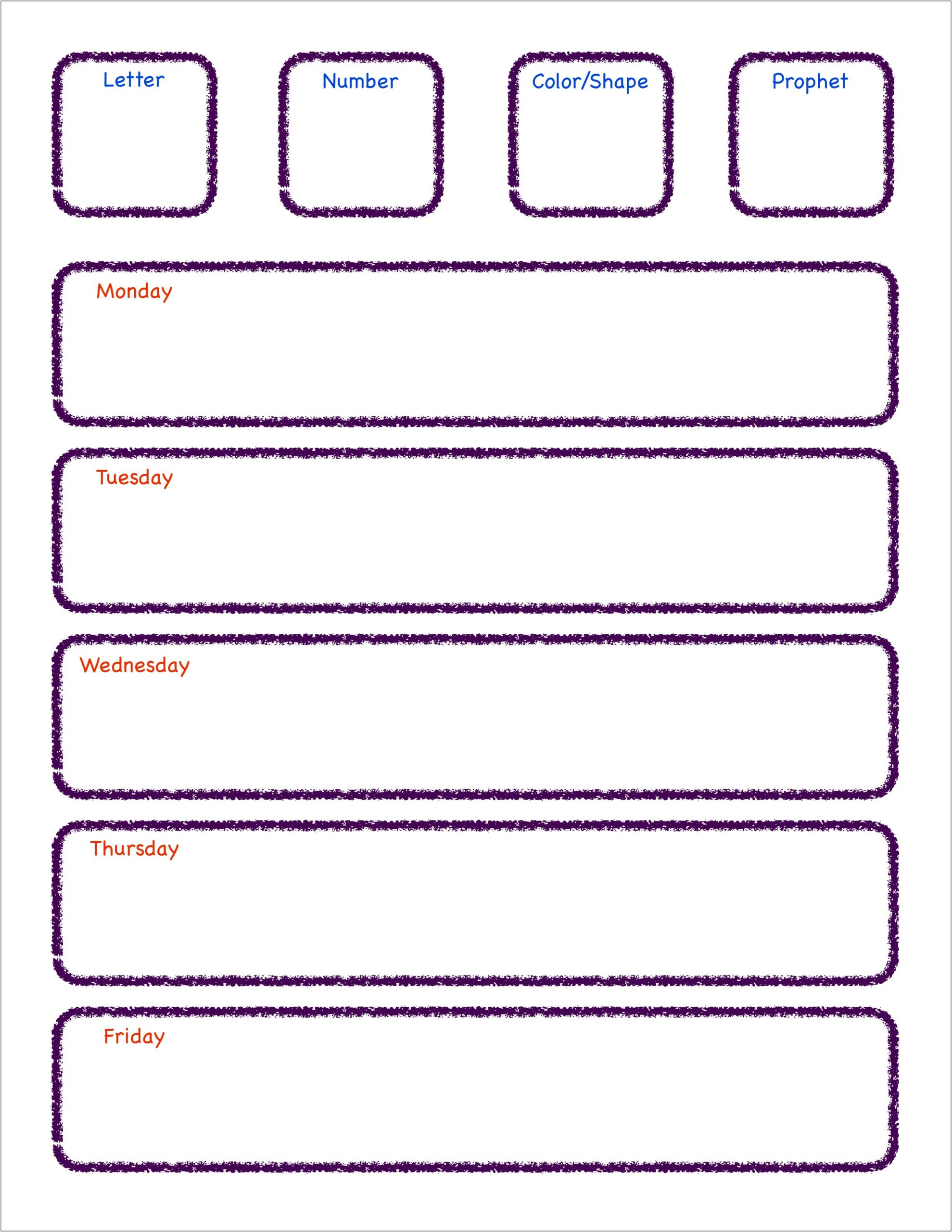 Preschool Free Printable Lesson Plan Template