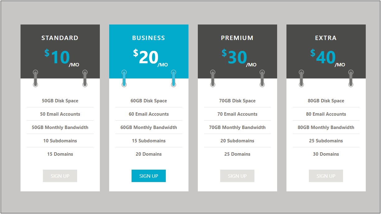 Pricing Table Html Template Free Download