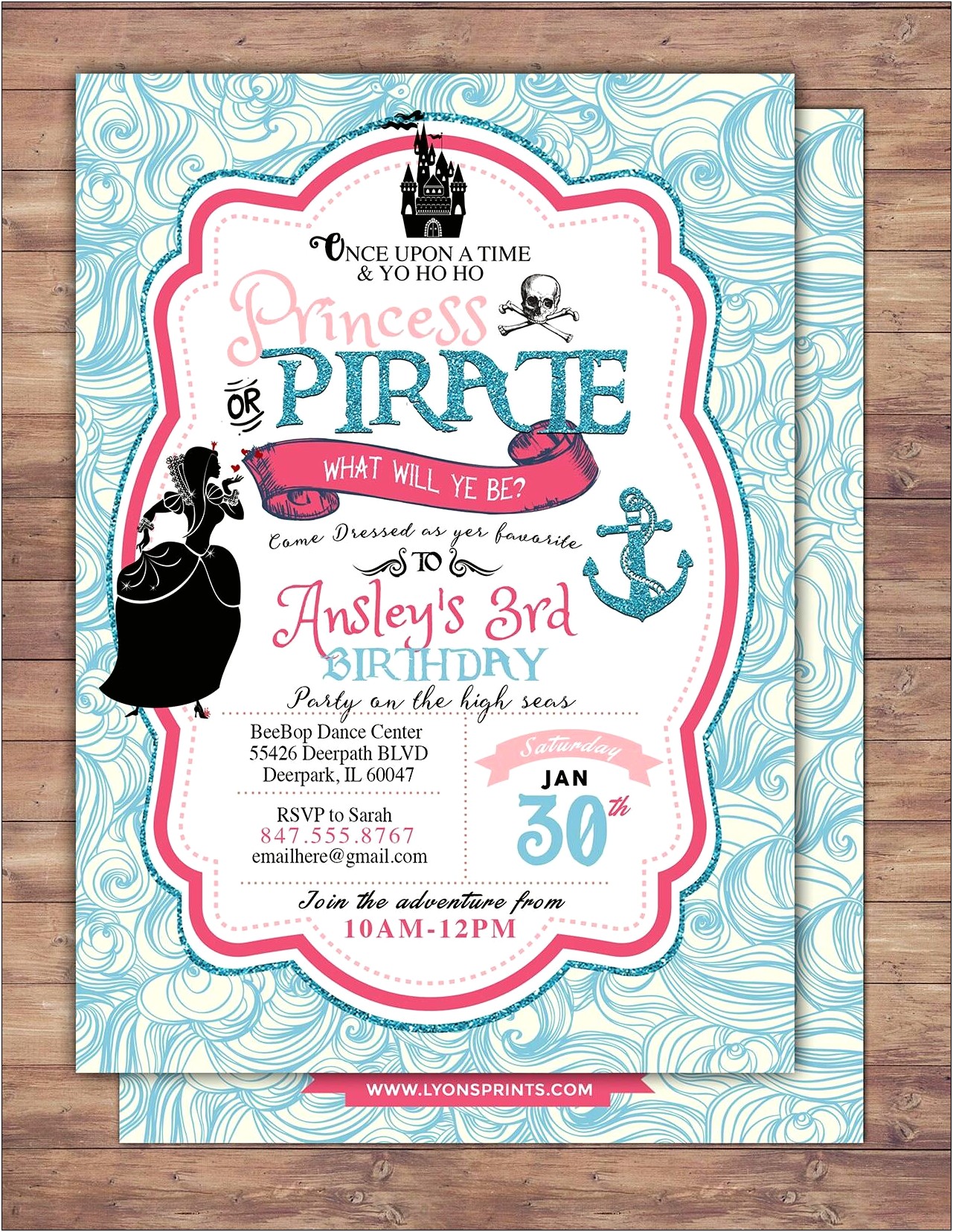 Princess And Pirate Party Invitations Free Template