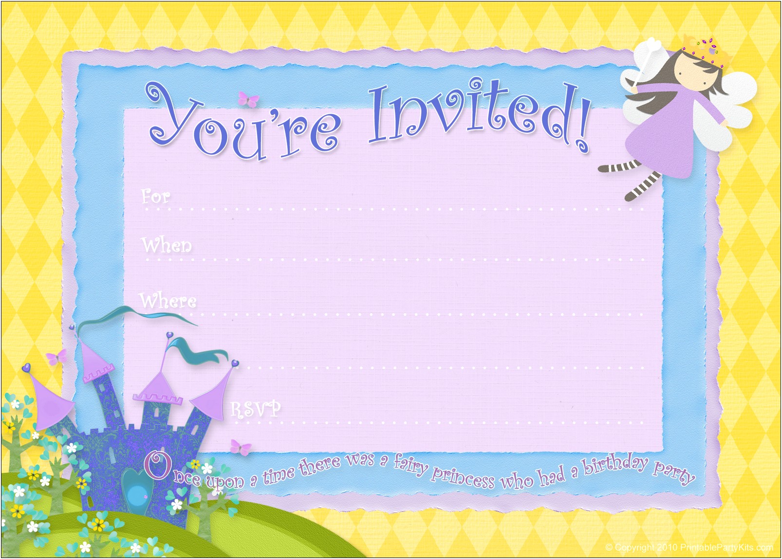 Princess Birthday Party Invitation Template Free