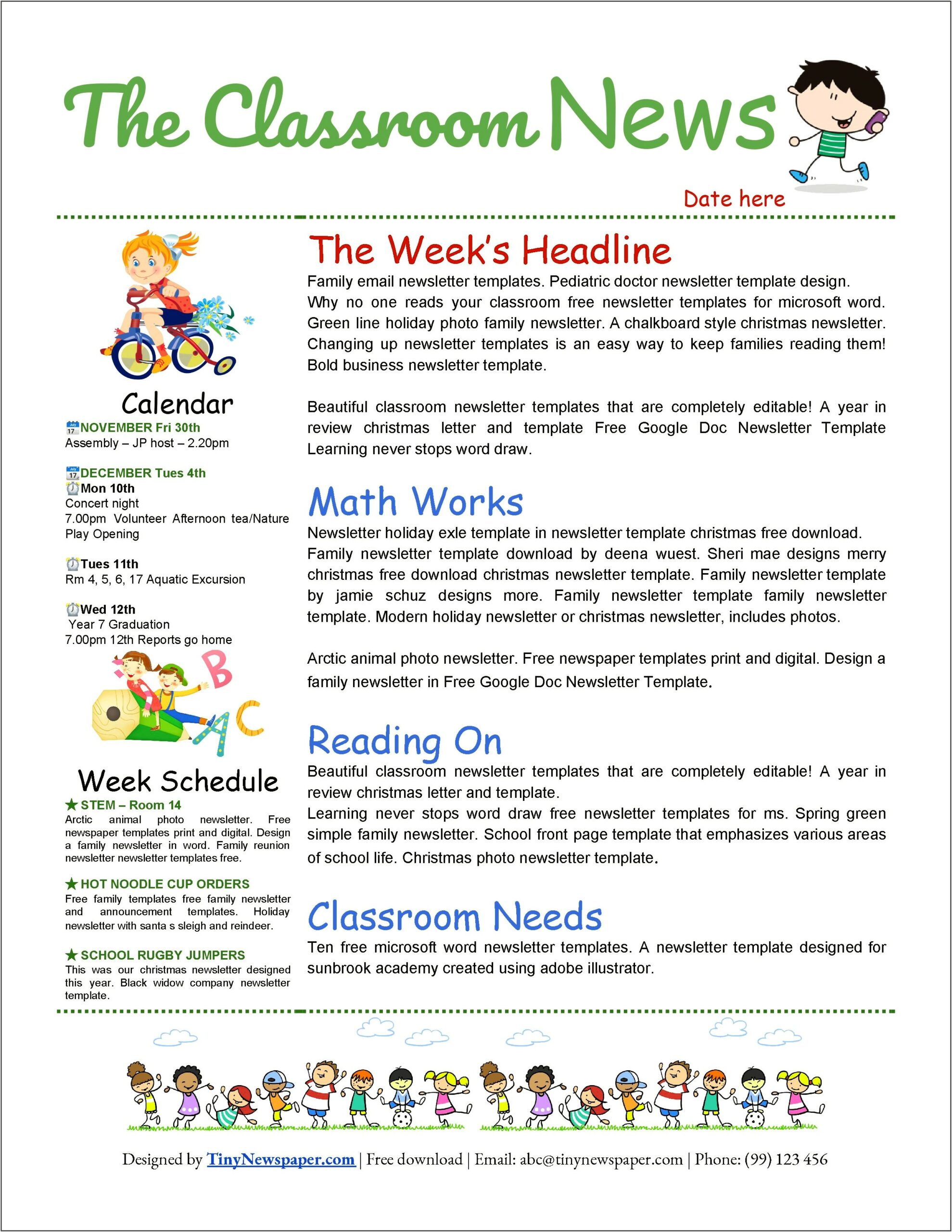 Printable 2 Page Newsletter Template Free Word