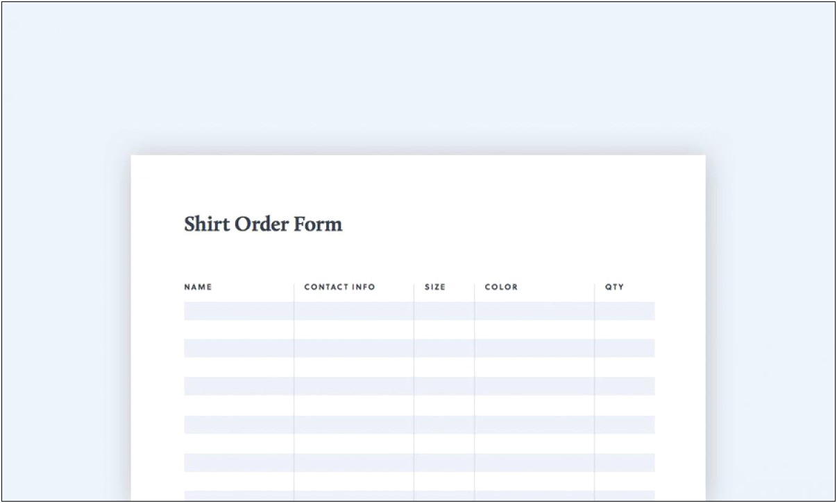 Printable Custom Order Form Template Free