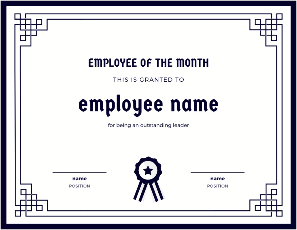 Printable Employee Of The Month Certificate Template Free