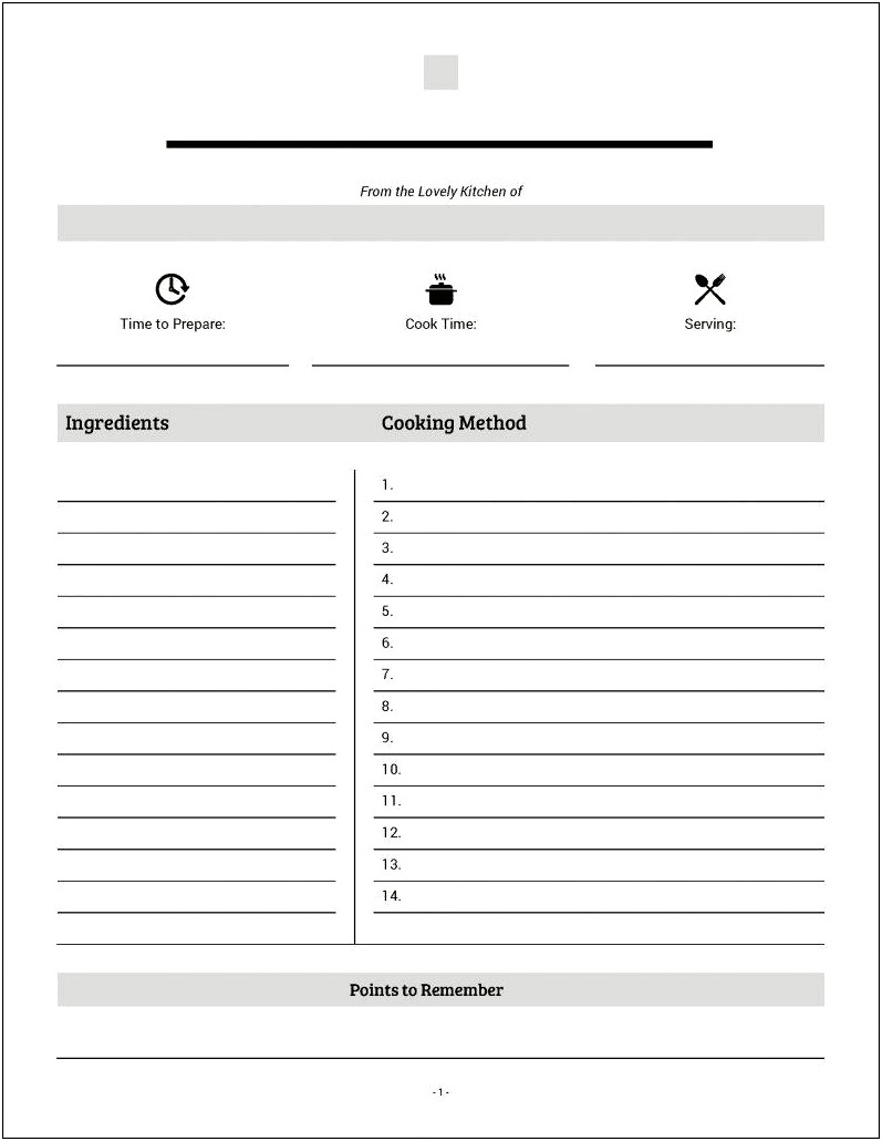 Printable Free Full Page Recipe Templates For Word