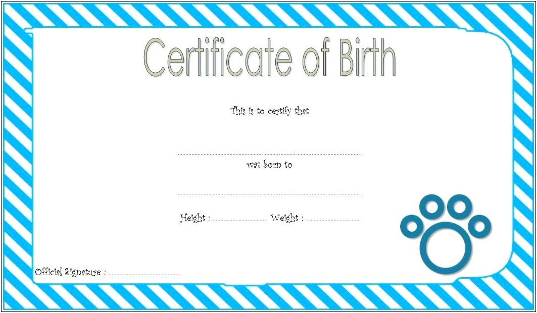 Printable Free Puppy Birth Certificate Template