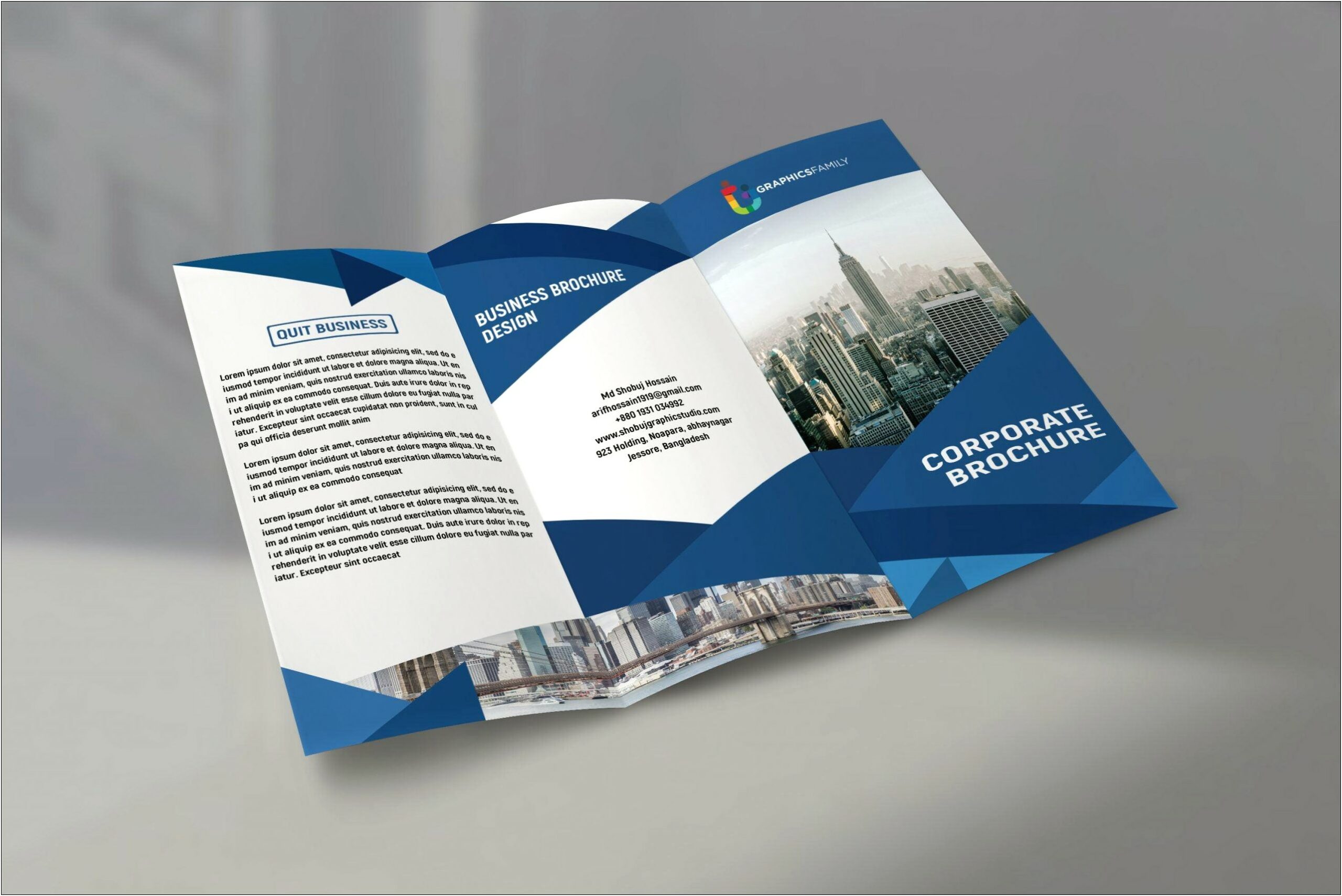 Professional Corporate Tri Fold Brochure Free Psd Template