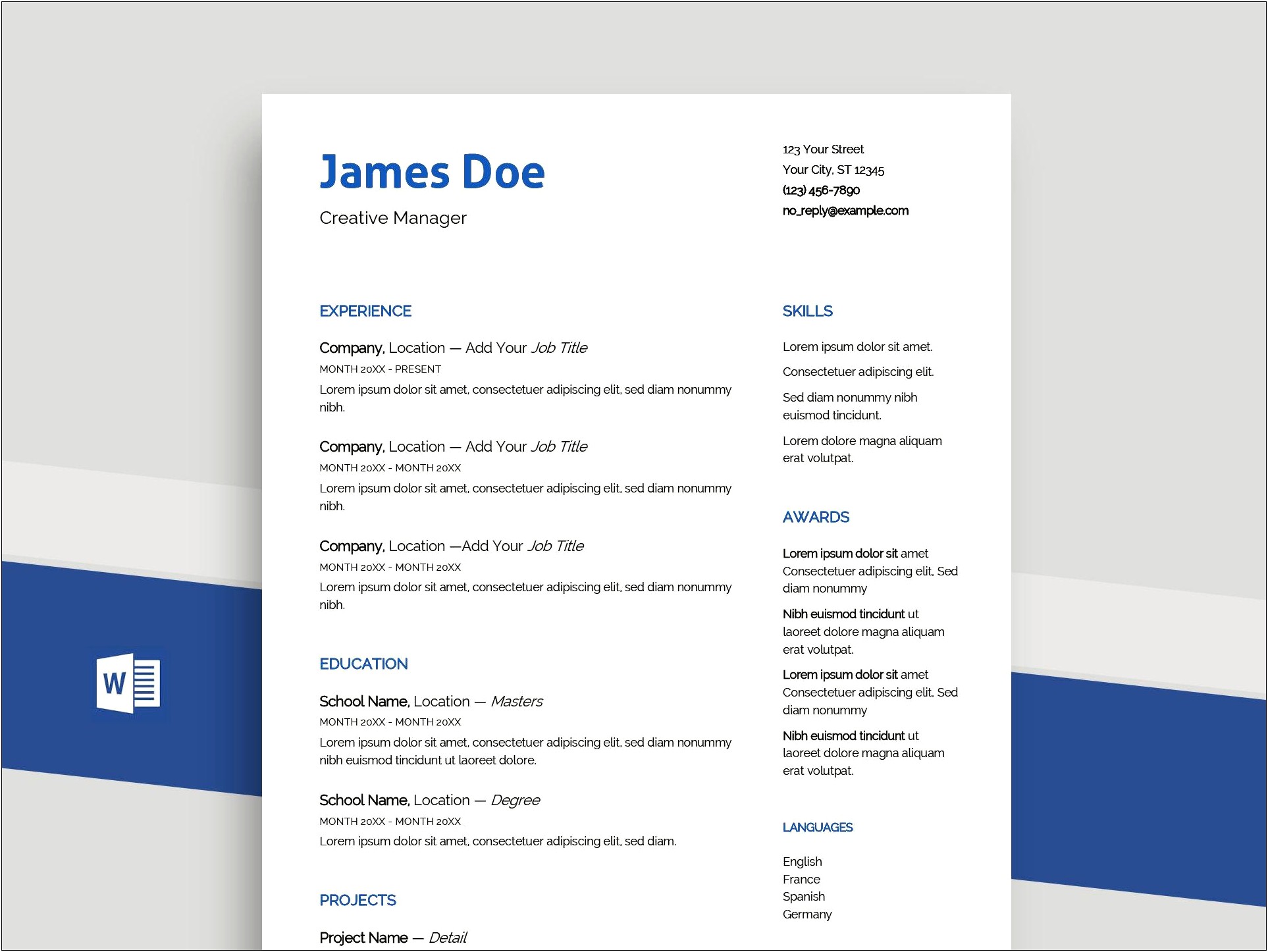 Professional Cv Template Free Download Word