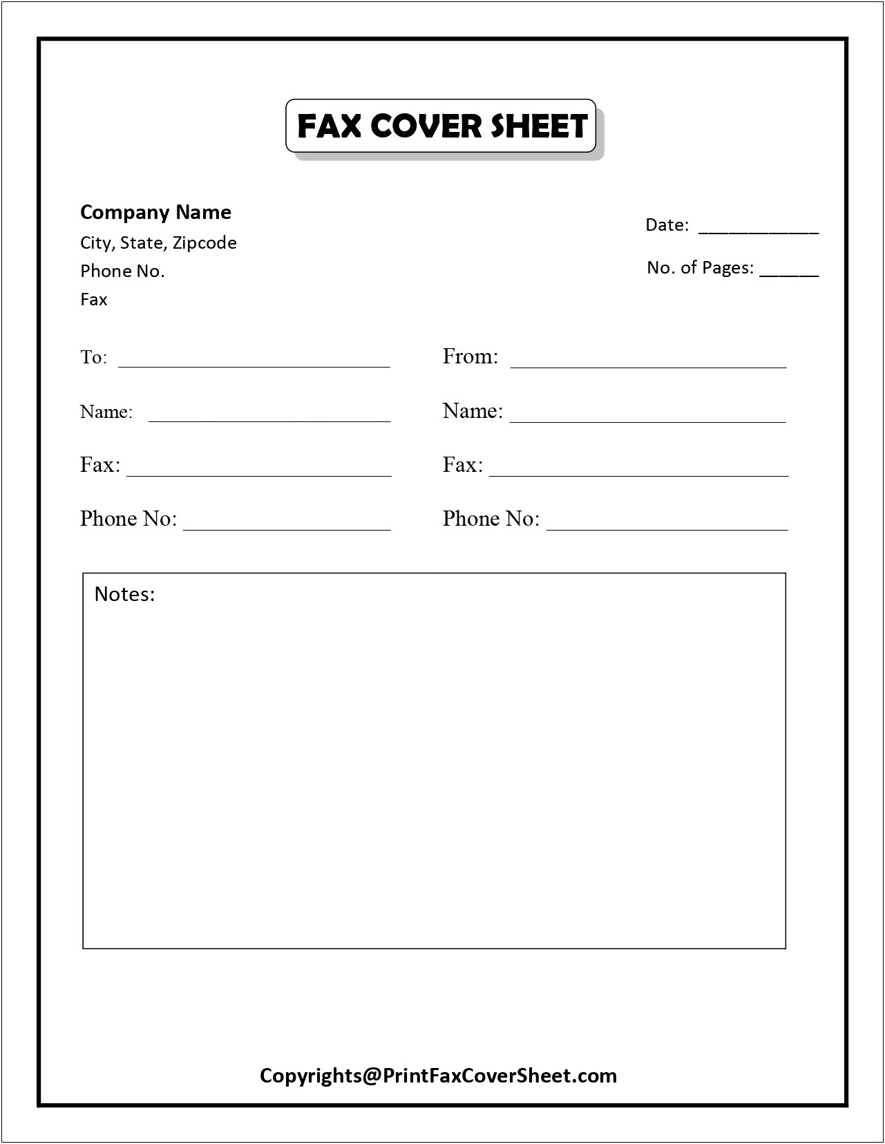 Professional Fax Cover Sheet Template Free