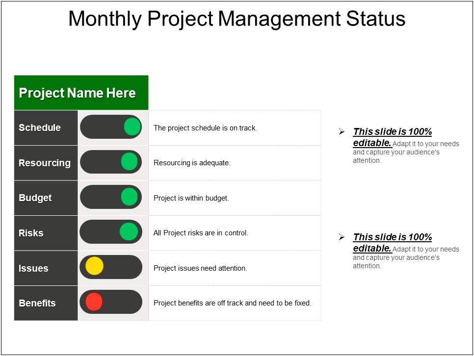 Project Management Dashboard Powerpoint Template Free Download