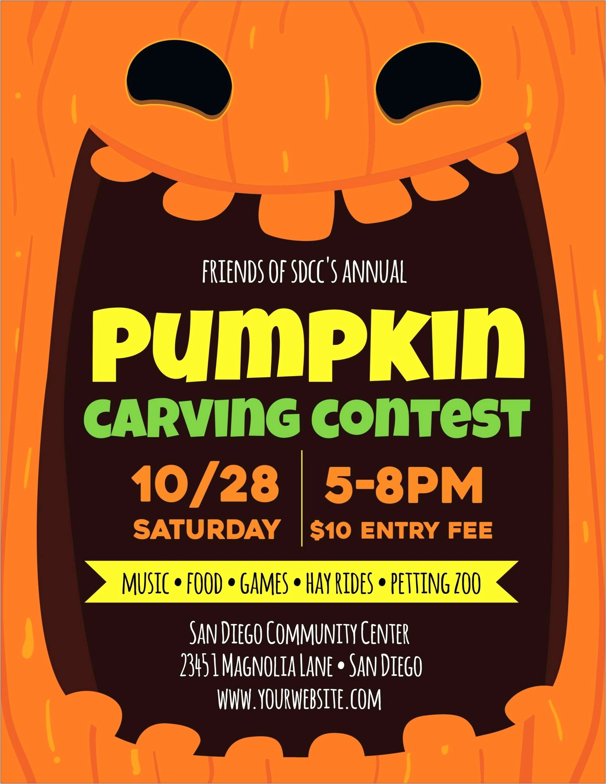 Pumpkin Carving Contest Flyer Template Free