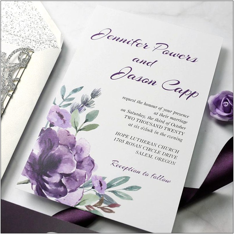 Purple And Silver Wedding Invitation Kits