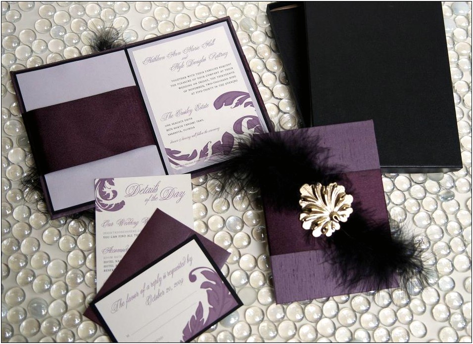Purple Black And Silver Wedding Invitations