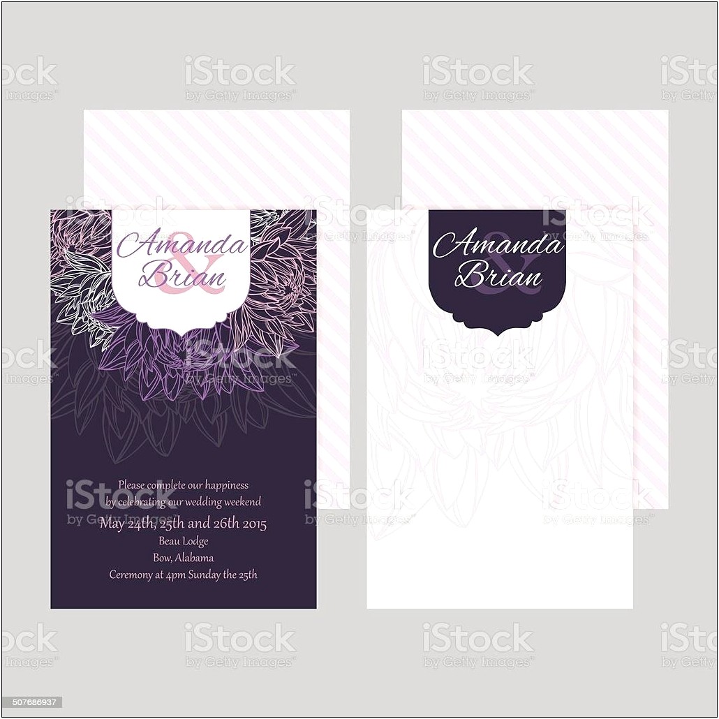 Purple Black And White Wedding Invitations