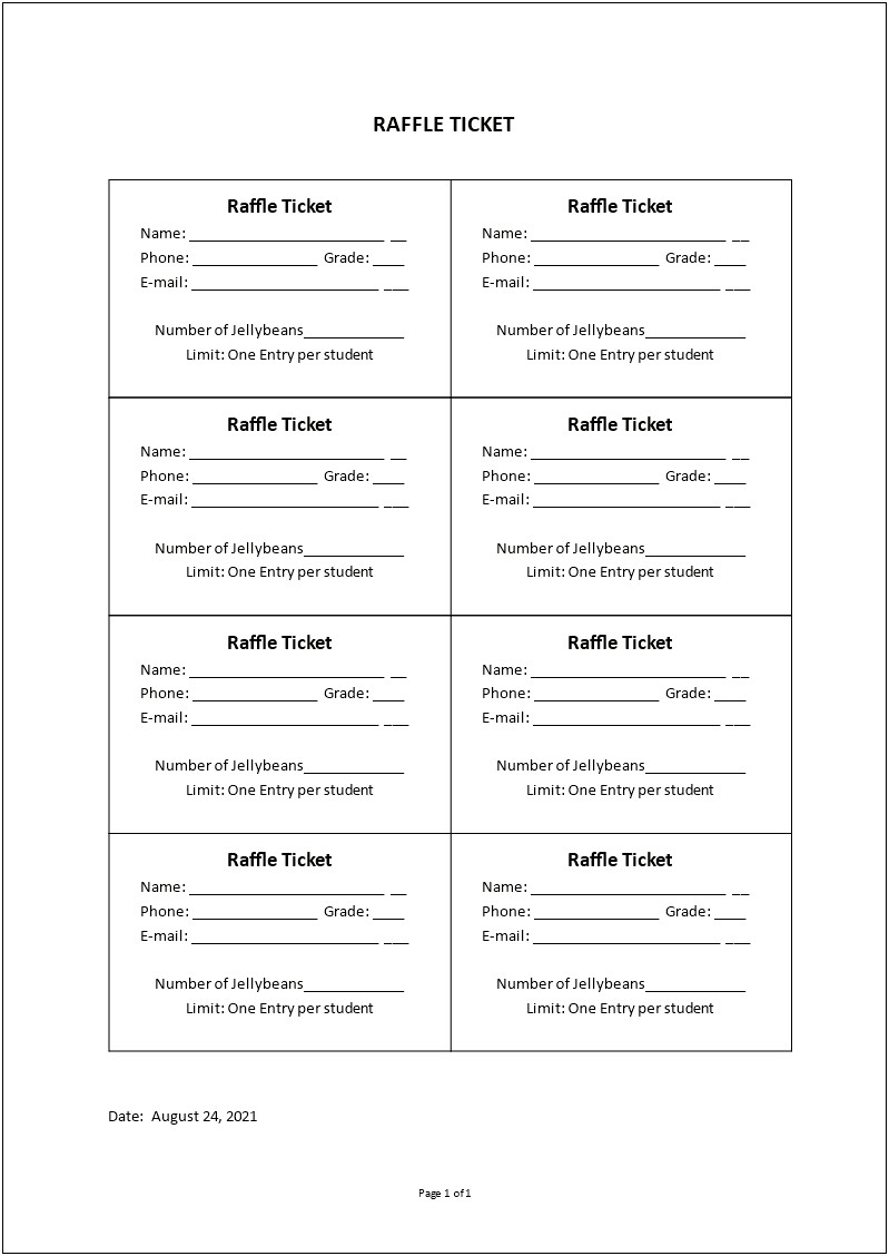 Raffle Ticket Template Free Download Word