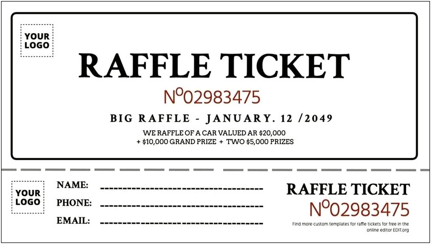 Raffle Tickets For Tv Template Word Free