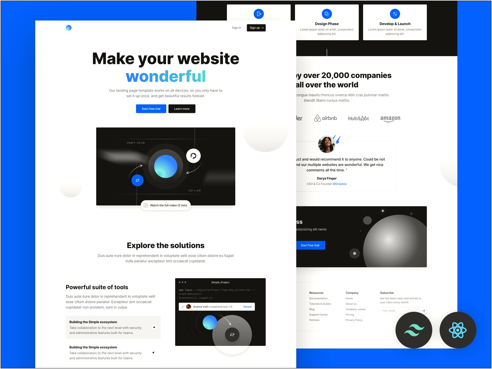 React Landing Page Template Free Material Ui