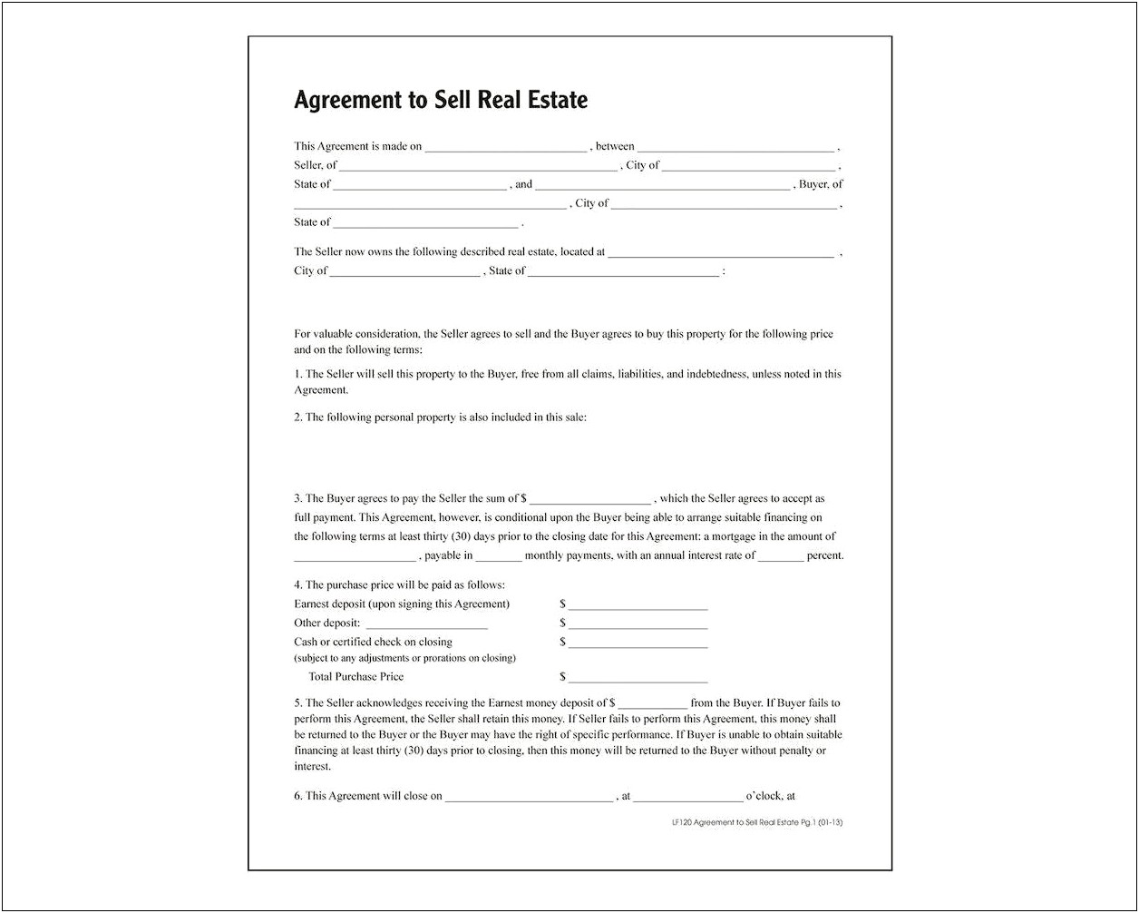 Real Estate Sales Agreement Template Free