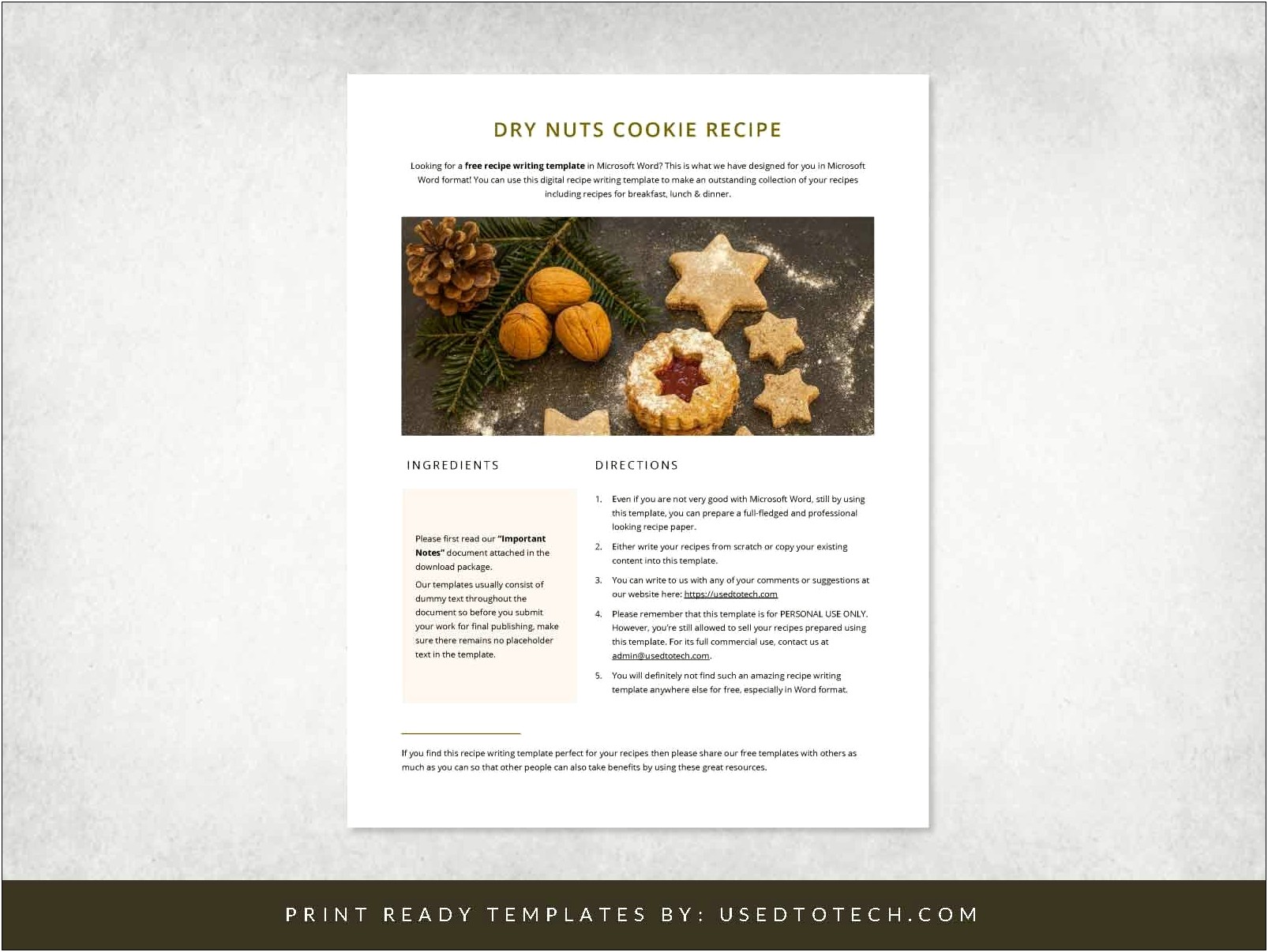 Recipe Template Free Download For Ink Office