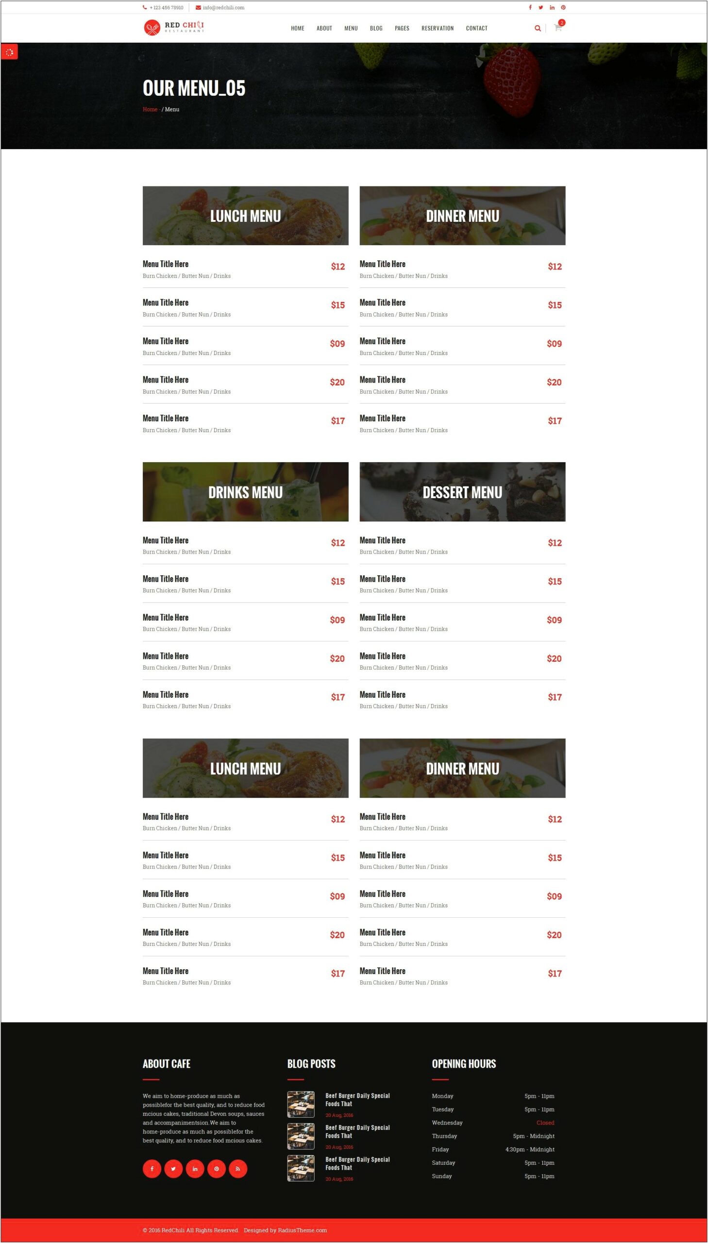 Red Chili Restaurant Html5 Template Free Download
