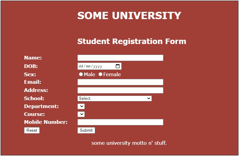 Registration Form Template Free Download In Html