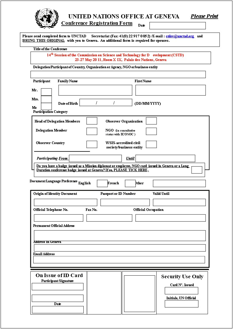 Registration Form Template Free Download Word