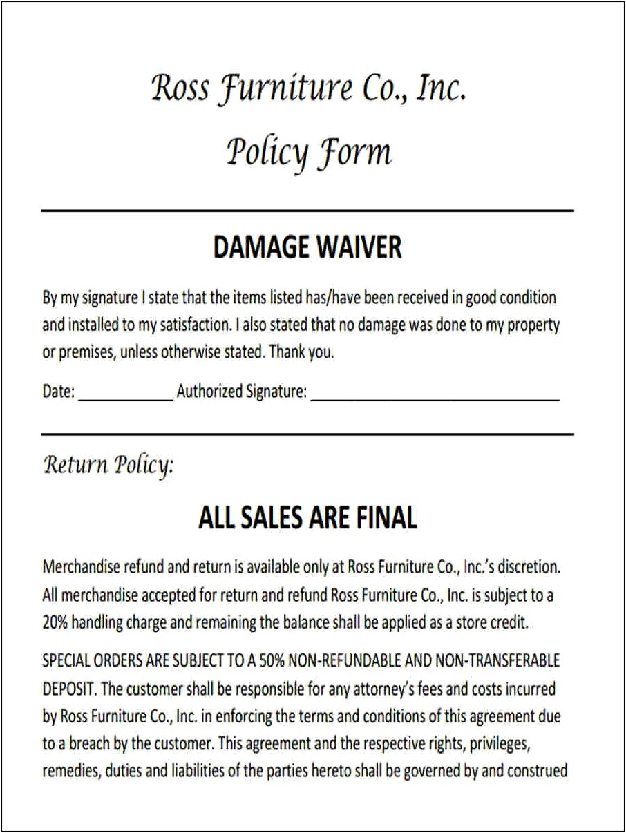 Release Of Liability From Property Damage Free Template