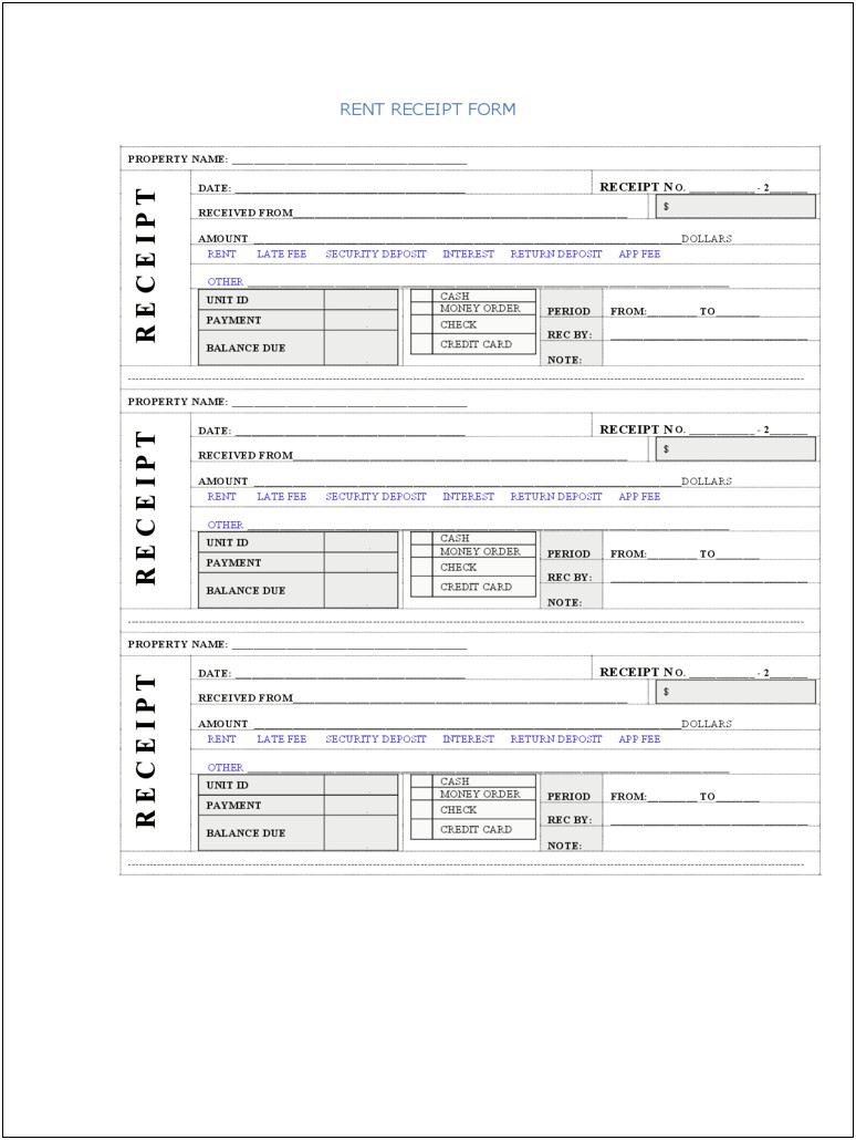 Rent Receipt Template Word Free Download