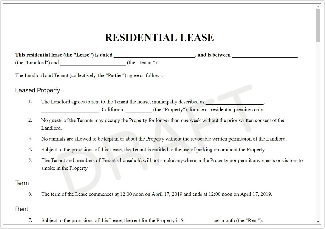 Rental Contract Free Template For Bi Monthly Pay