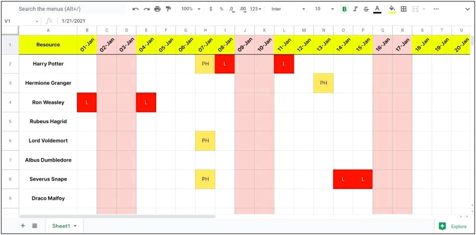 Resource Planning Excel Template Free Download