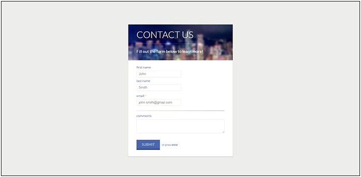 Responsive Contact Us Form Template Free Download