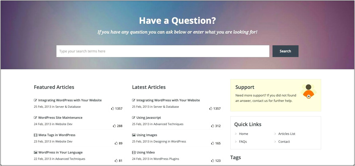 Responsive Knowledge Base Faq Html Template Free Download
