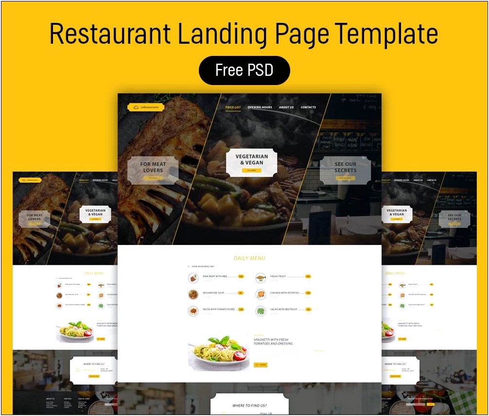 Restuarnts Email Landing Page Templates Html5 Free