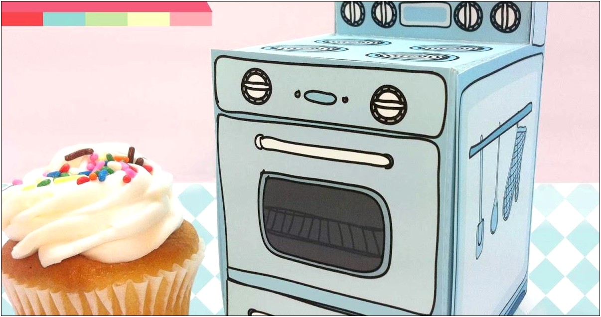 Retro Oven Cupcake Box Template Free