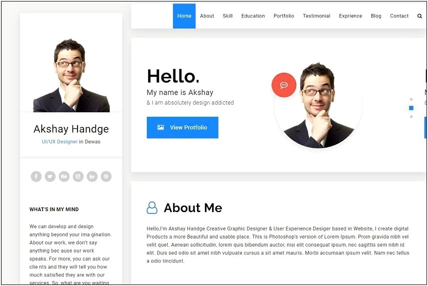 Riche Vcard Personal Vcard Html Template Free Download